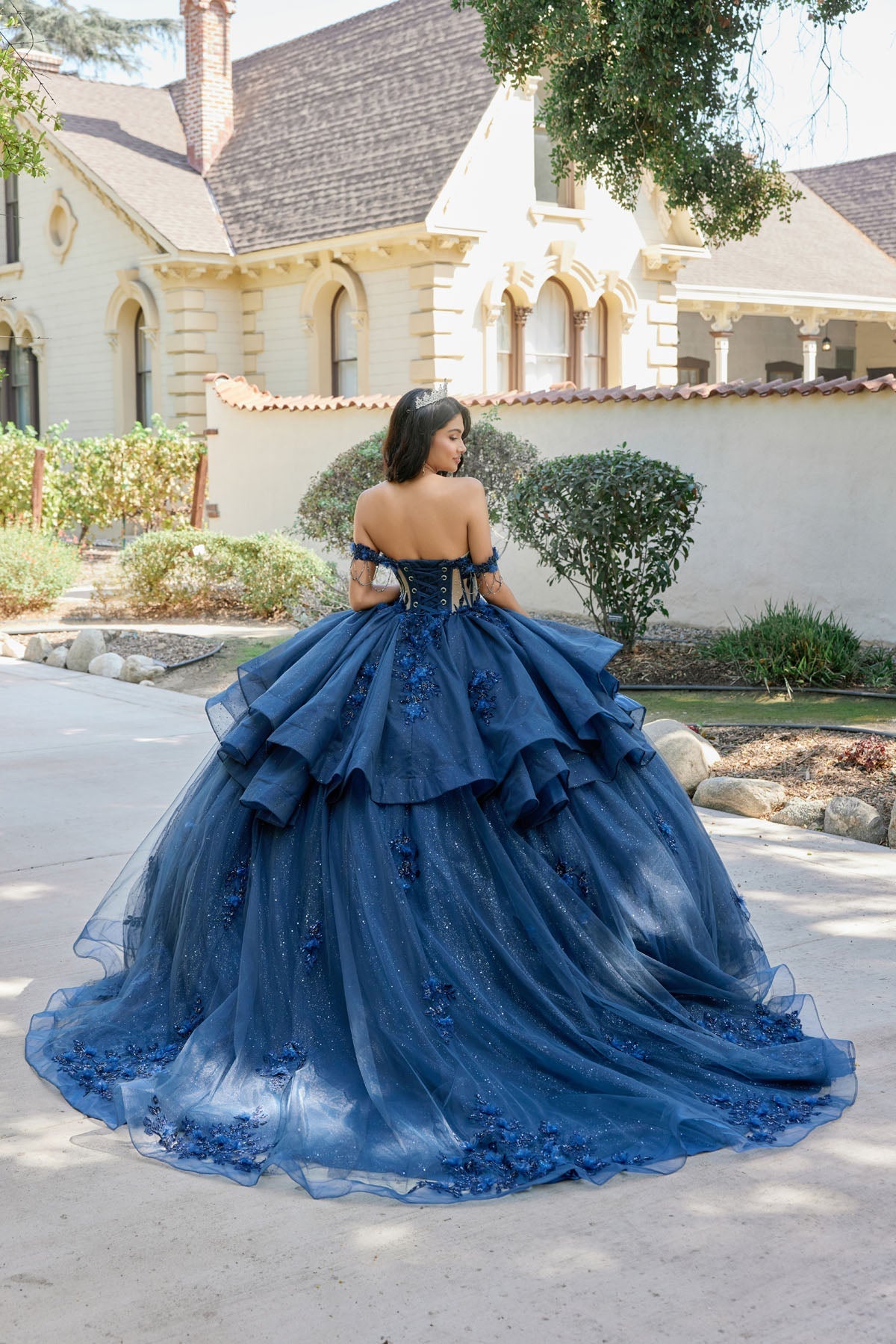 Layered Off-Shoulder Ball Gown with Floral Appliqué Quinceañera JTJT1501J