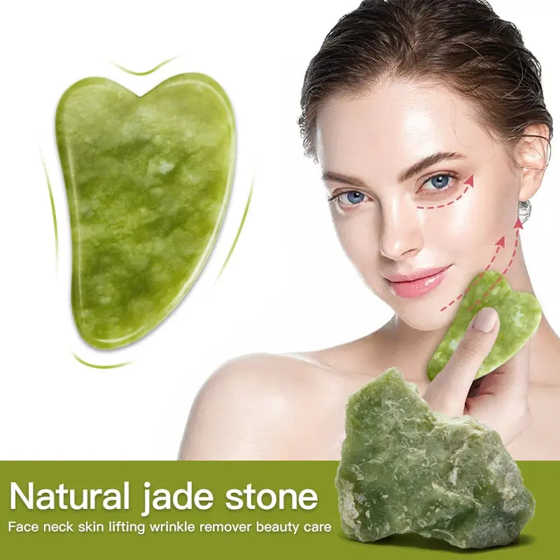 Natural Jade Face Massager Gua sha Scraper Board Facial Guasha Meridian Muscle Relaxation Skin Lifting Face Thin Gouache Scraper - Kokadoshop