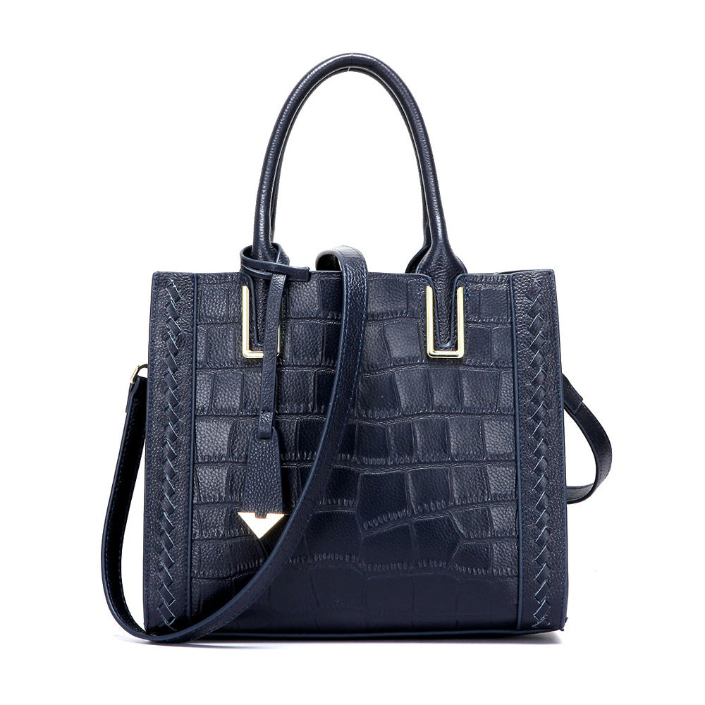 Crocodile Pattern Woven Handbag Women Leather Handbags