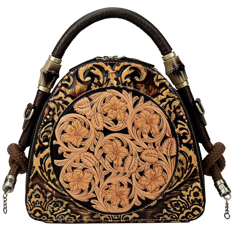 Large-Capacity Cowhide Handbag Leather Soft Leather European Beauty Bag Messenger Bag