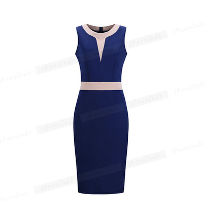 Office Ladies Pencil Sleeveless Clothes Dress For Women Work