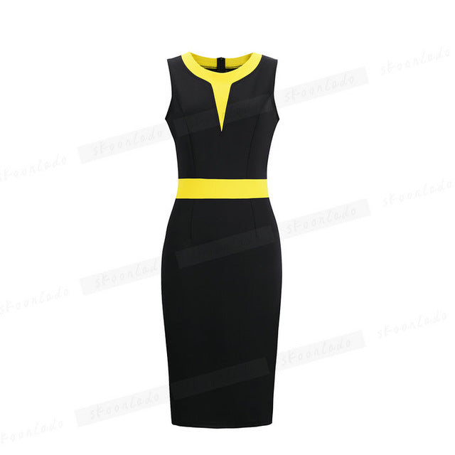 Office Ladies Pencil Sleeveless Clothes Dress For Women Work