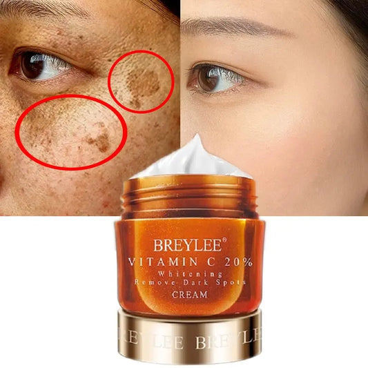 BREYLEE Face Cream Vitamin C 20% Whitening Remove Dark Spots Facial Cream Repair Fade Freckls Melanin Remover Brighten Skin 40g - Kokadoshop
