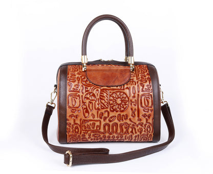 Retro Three-dimensional First Layer Cowhide Shoulder Handbag