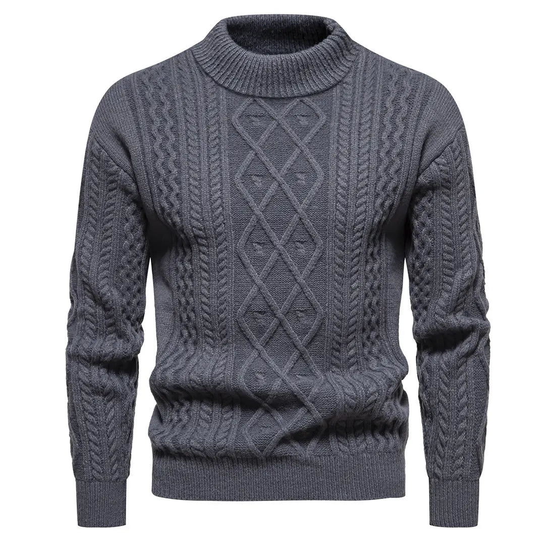 Men's Solid Color Round Neck Sweater Bottoming Shirt - Image #2
