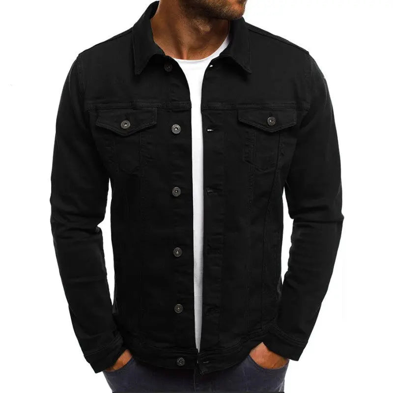 Casual Men Jacket Denim Button Shirt - Image #5