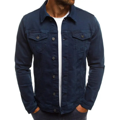 Casual Men Jacket Denim Button Shirt - Image #1