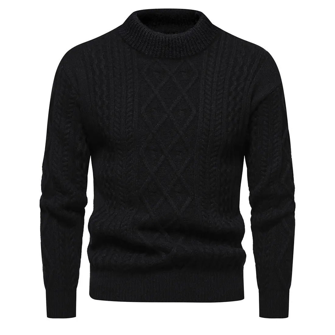 Men's Solid Color Round Neck Sweater Bottoming Shirt - Image #3