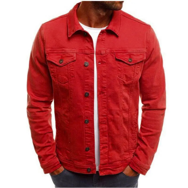 Casual Men Jacket Denim Button Shirt - Image #7