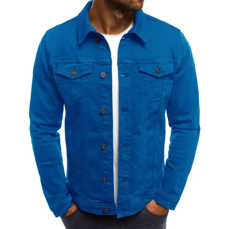 Casual Men Jacket Denim Button Shirt - Image #3