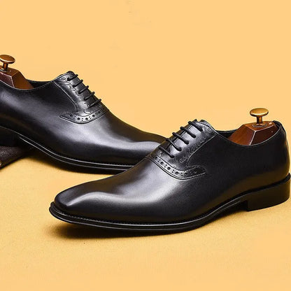 Business British Hand-rubbed Color Oxford Pointed Toe Foreign Trade Leather Shoes - Image #5