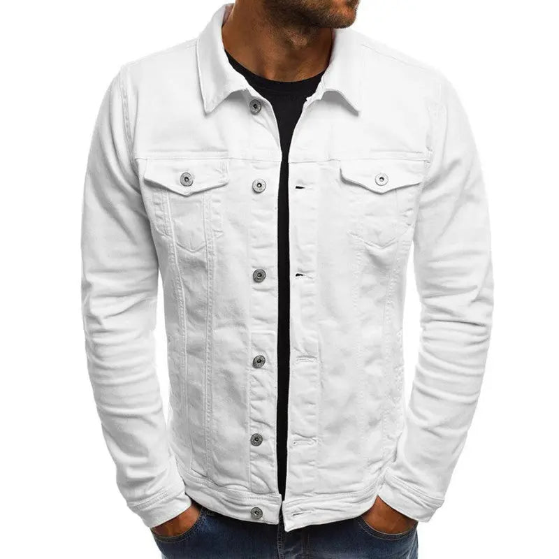 Casual Men Jacket Denim Button Shirt - Image #2