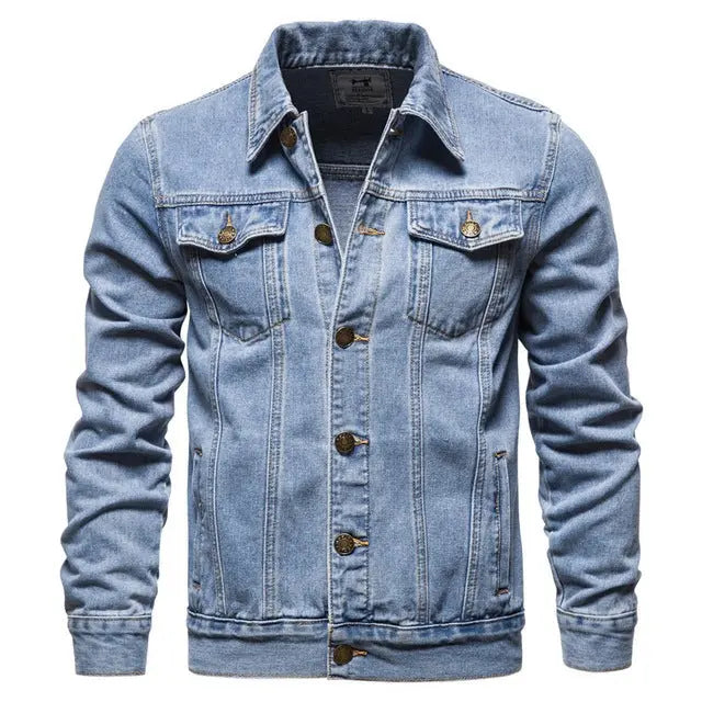 Jacket Men Casual Blue Lapel Jeans Jackets Qualit - Image #4