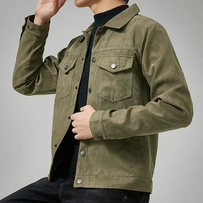 Men's Casual Suede Brushed Fabric Youth Fashion British Style Jacket - Image #5