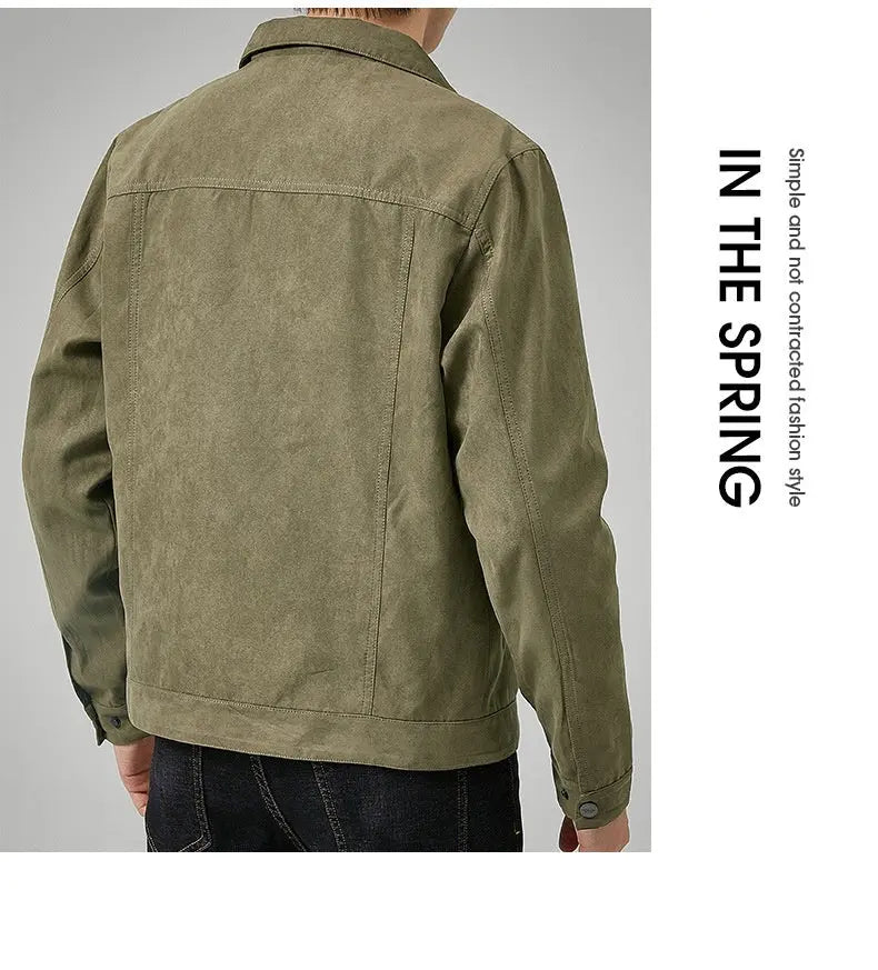 Men's Casual Suede Brushed Fabric Youth Fashion British Style Jacket - Image #8