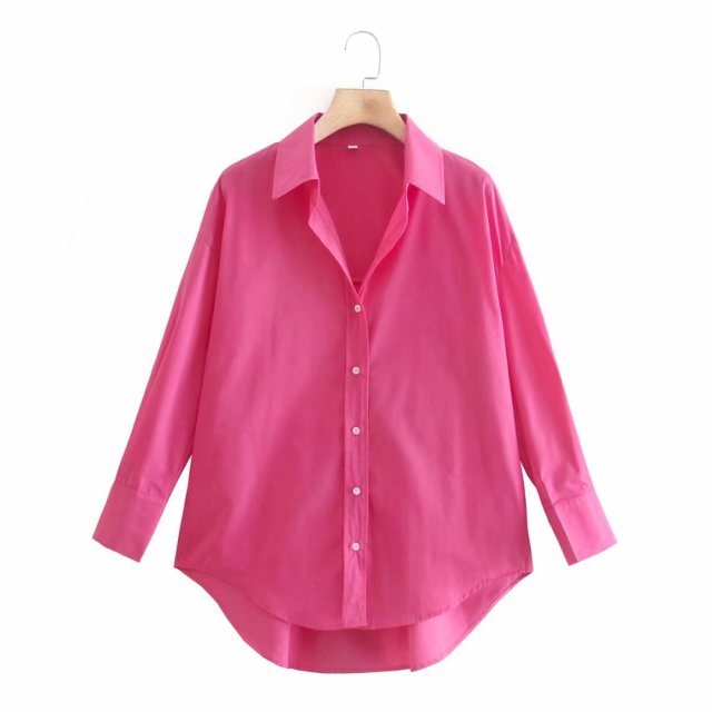 Zevity New Women Simply Candy COlor Single Breasted Poplin Shirts Office Lady Long Sleeve Blouse Roupas Chic Chemise Tops LS9114 - Kokadoshop