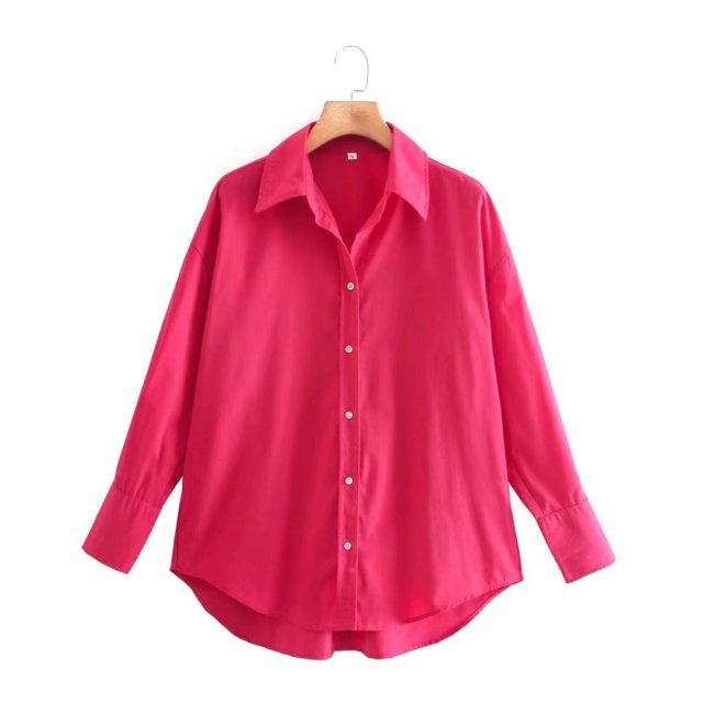 Zevity New Women Simply Candy COlor Single Breasted Poplin Shirts Office Lady Long Sleeve Blouse Roupas Chic Chemise Tops LS9114 - Kokadoshop