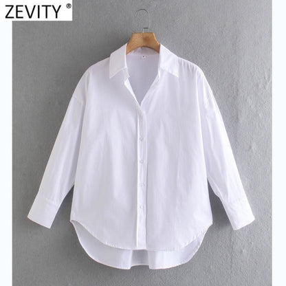 Zevity New Women Simply Candy COlor Single Breasted Poplin Shirts Office Lady Long Sleeve Blouse Roupas Chic Chemise Tops LS9114 - Kokadoshop