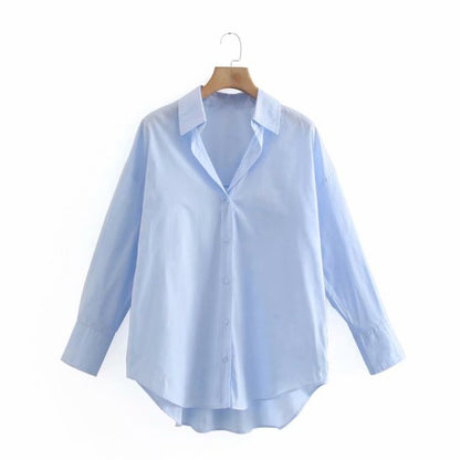 Zevity New Women Simply Candy COlor Single Breasted Poplin Shirts Office Lady Long Sleeve Blouse Roupas Chic Chemise Tops LS9114 - Kokadoshop